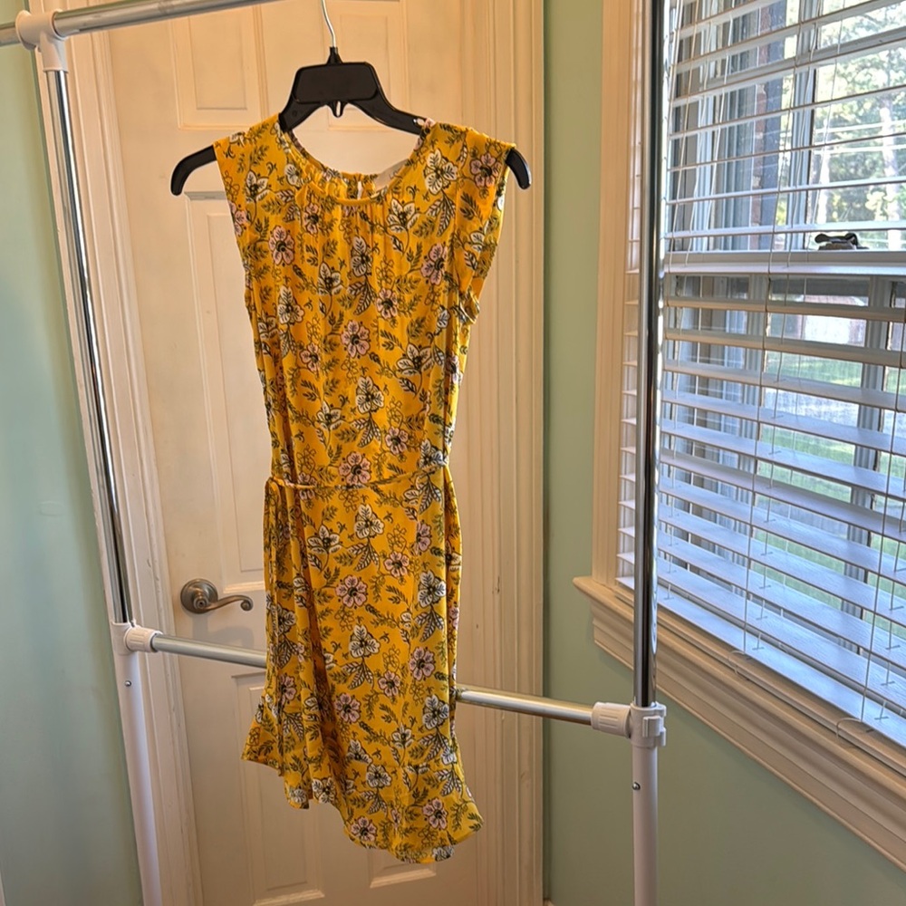Loft Floral Yellow Sleeveless Dress